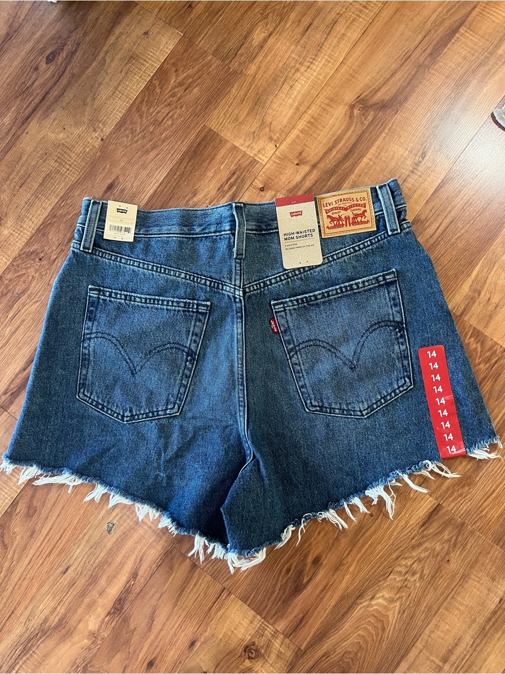 Levi's Dark Blue Denim Cutoff Shorts with Frayed Hem Size 32